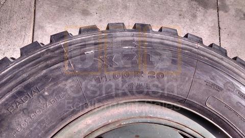 11.00R20 Michelin XZL Tire on Wheel 100% Tread